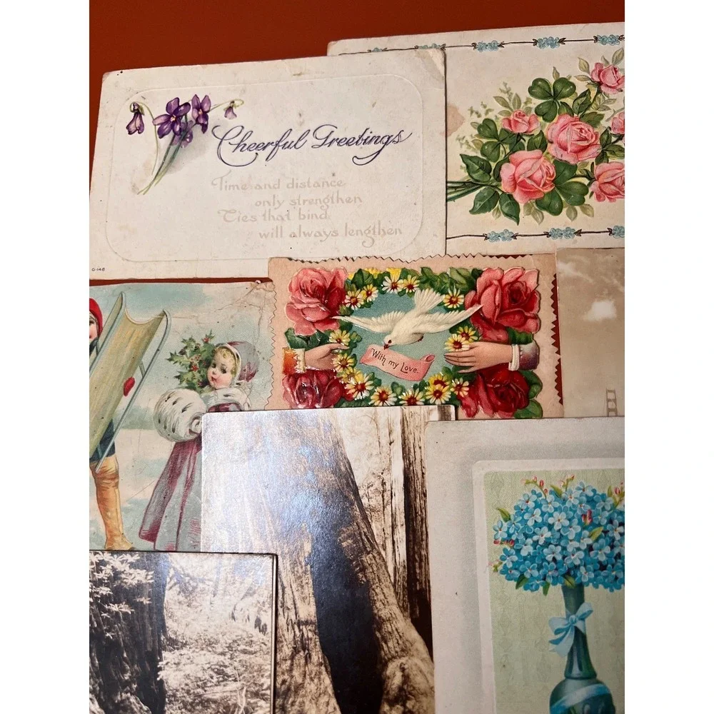 Lot Of 13 Antique/Vintage Embossed Floral Children Places Postcards Early 1900's